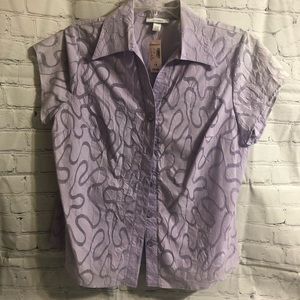 Dressbarn - NWT - Lavender & Semi-Sheer Loop Design, Button Down Shirt - 1X